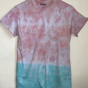 Unisex Pink and Green Tie-Dye T-Shirt